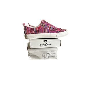 Gypsy Jazz Shoes Womens 7.5 Pink Striped Multicolor Pull-on Pedra Sneakers NEW